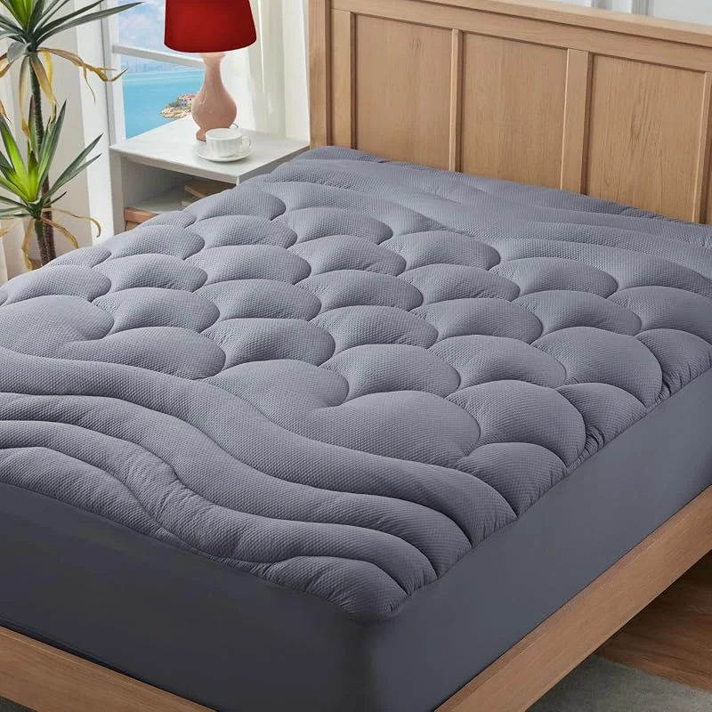 ELVEN HOME King Mattress Pad for Back and Hip Pain, Cooling Quilted Topper with Deep Pockets