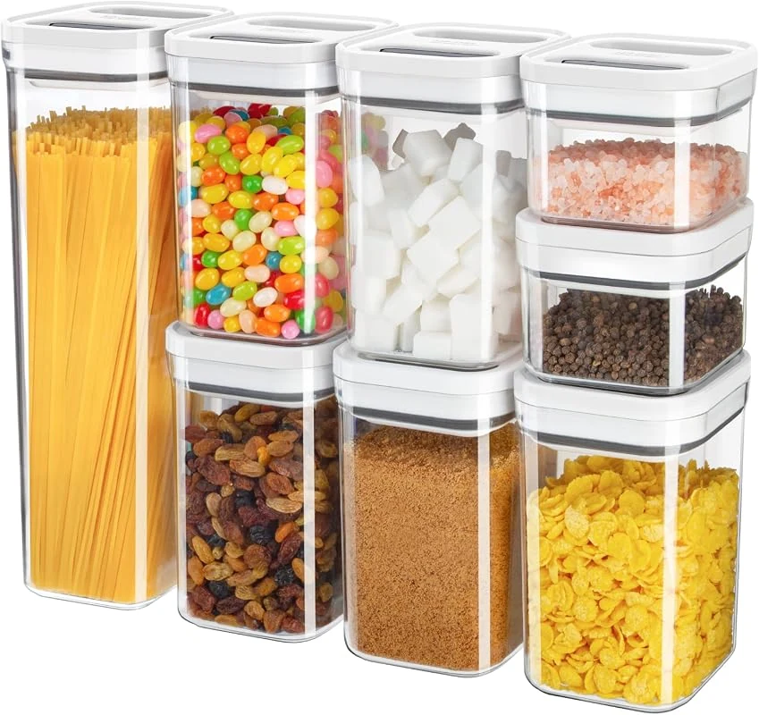 MR.SIGA 8 Piece Airtight Food Storage Container Set, BPA Free and Stackable for Pantry Organization