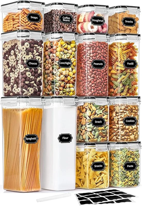 PREMIFY 14pcs Airtight Food Storage Containers Set with Labels, BPA Free, Dishwasher and Microwave Safe