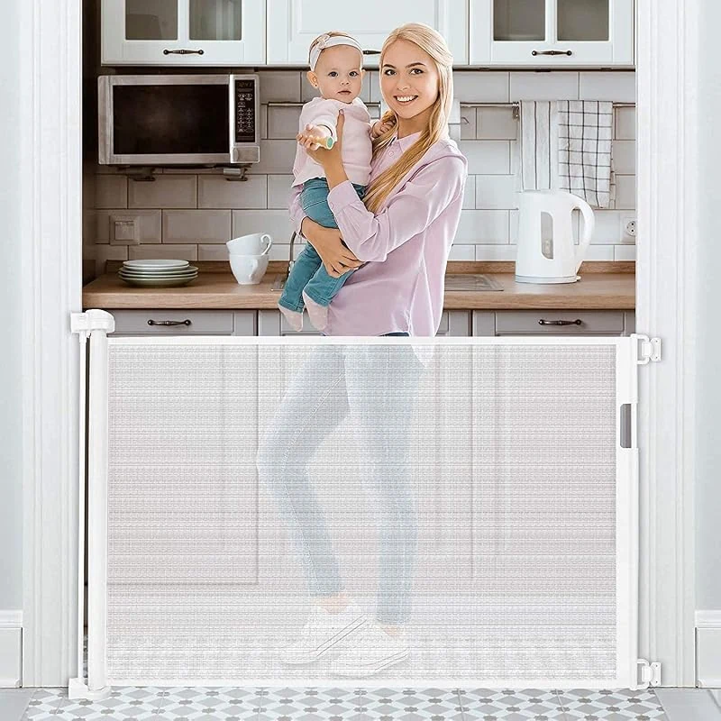 Beauenty Retractable Baby Gate, Extra Wide Mesh Safety Gate for Babies and Pets, Extends to 71 for Stairs and Indoor Use