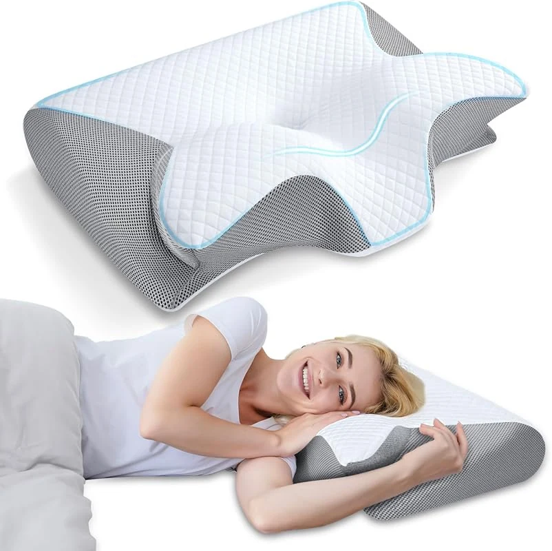 HOMCA Memory Foam Cervical Pillow: 2-in-1 Ergonomic Contour Support for Neck Pain Relief