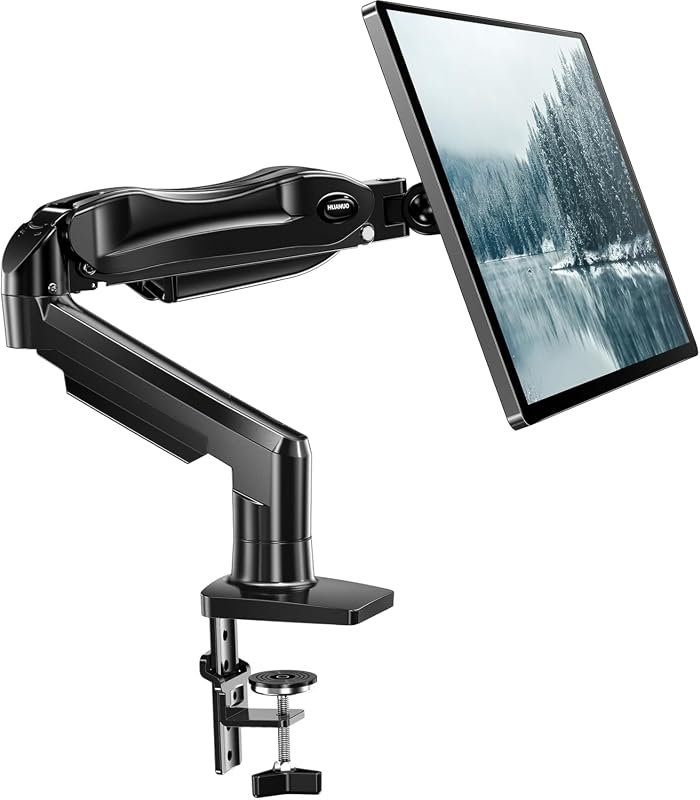 HUANUO FlowLift™ Single Monitor Arm: Adjustable Stand for 13"–32" Monitors, C-Clamp & Grommet Base