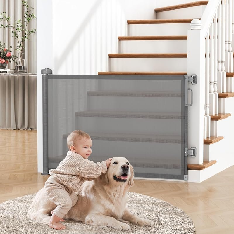 Retractable Baby Gate for Stairs and Doorways: Ideal Dog Gate for Indoor and Outdoor Use