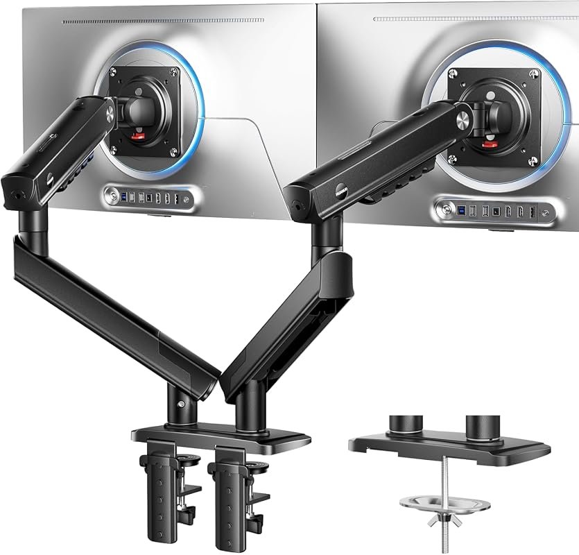 HUANUO FlowLift™ Pro Dual Monitor Arm: Fully Adjustable Dual Stand for 13"–32" Screens