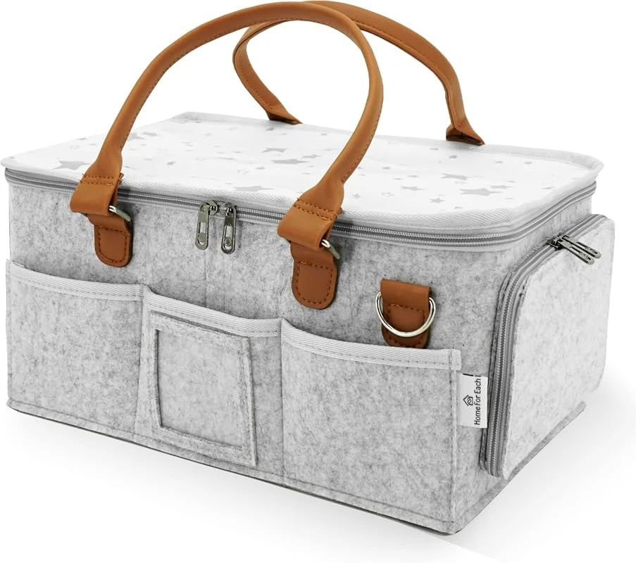 Portable Diaper Caddy Storage Bag with Removable Dividers for Nursery, Car, and Travel Needs