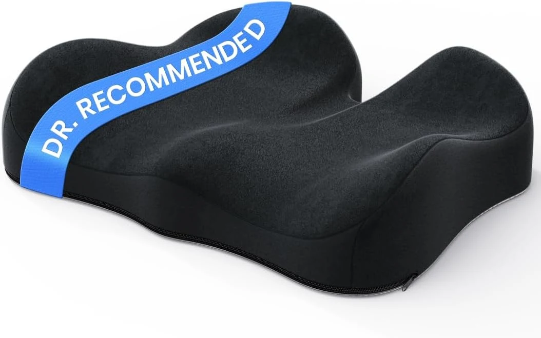 Benazcap Memory Foam Seat Cushion for Tailbone Relief, Ergonomic Design for Home and Office Use