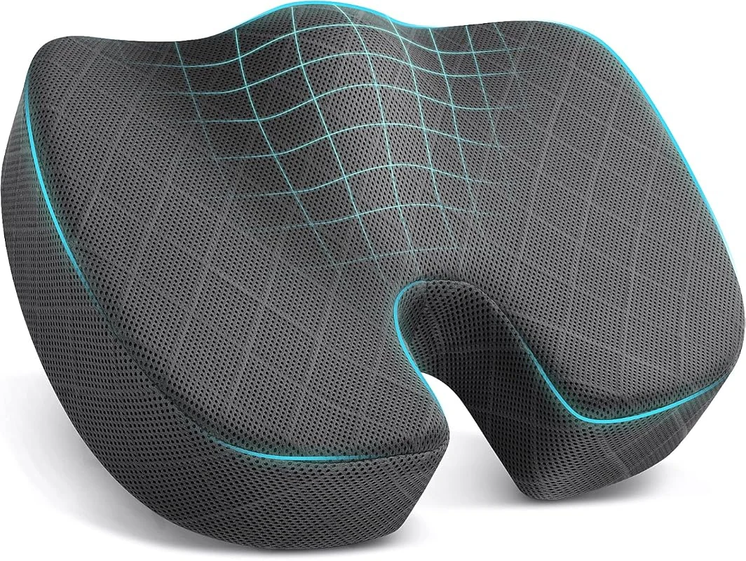 TushGuard Memory Foam Seat Cushion for Sciatica and Coccyx Pain Relief in Office, Cars, and Airplanes