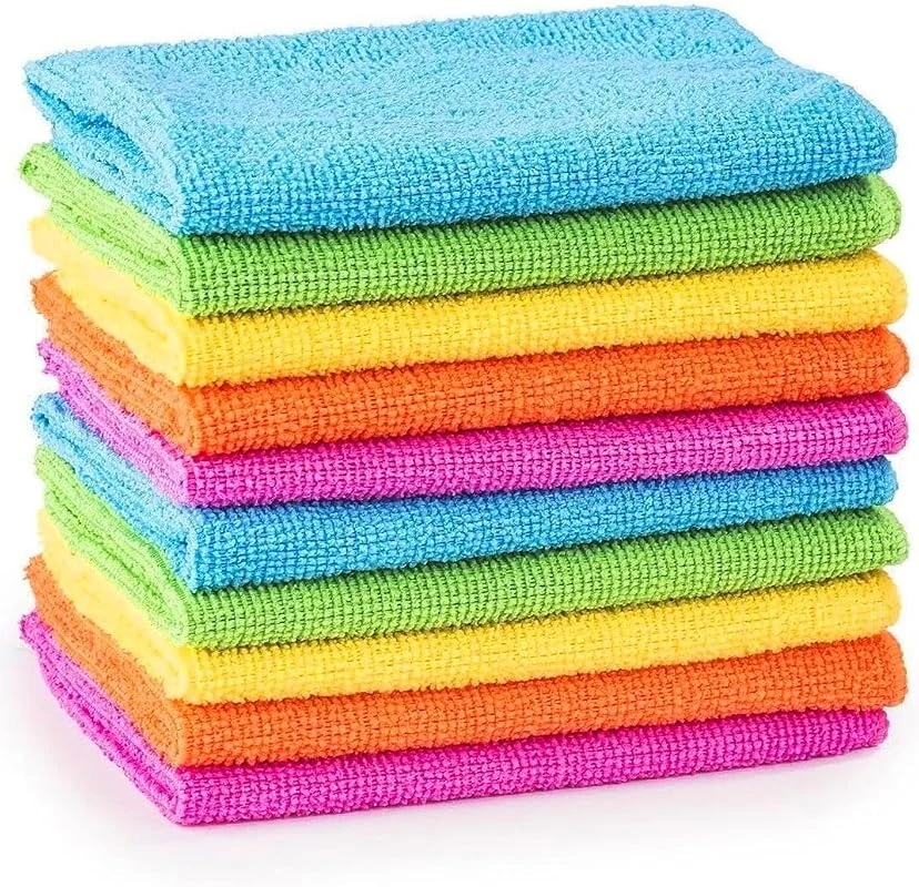MTS Microfibre Cleaning Cloths Set - 10 Multi-Coloured Towels for Car and Bathroom Use