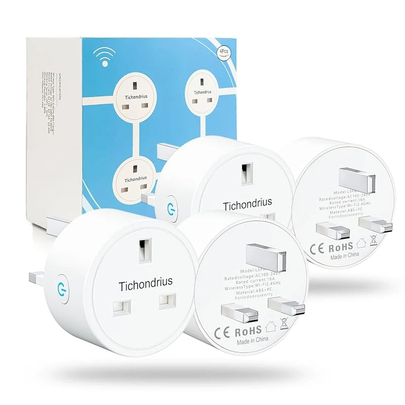 WiFi Smart Plug 4-Pack with 16A Capacity, Voice-Controlled via Alexa, Timer Function, No Hub Needed
