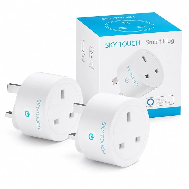 SKY-TOUCH 2-Pack WiFi Smart Plug, 16A Voice Control via Alexa, Timer Function, No Hub Required