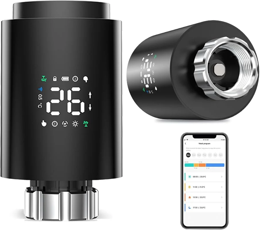 Smart Radiator Valve with Programmable Thermostat for Zigbee Temperature Control and Voice Control