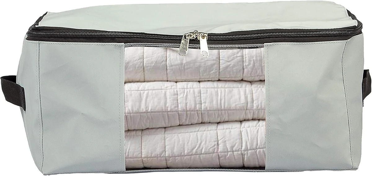 Large 18 Oz Storage Bag Organizer with Clear Window and Handle for Clothes and Blankets - Ideal Home Storage Solution