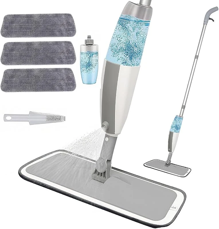 Microfiber Spray Mop with 4 Reusable Washable Pads - Ideal for Dry and Wet Cleaning on Various Floors