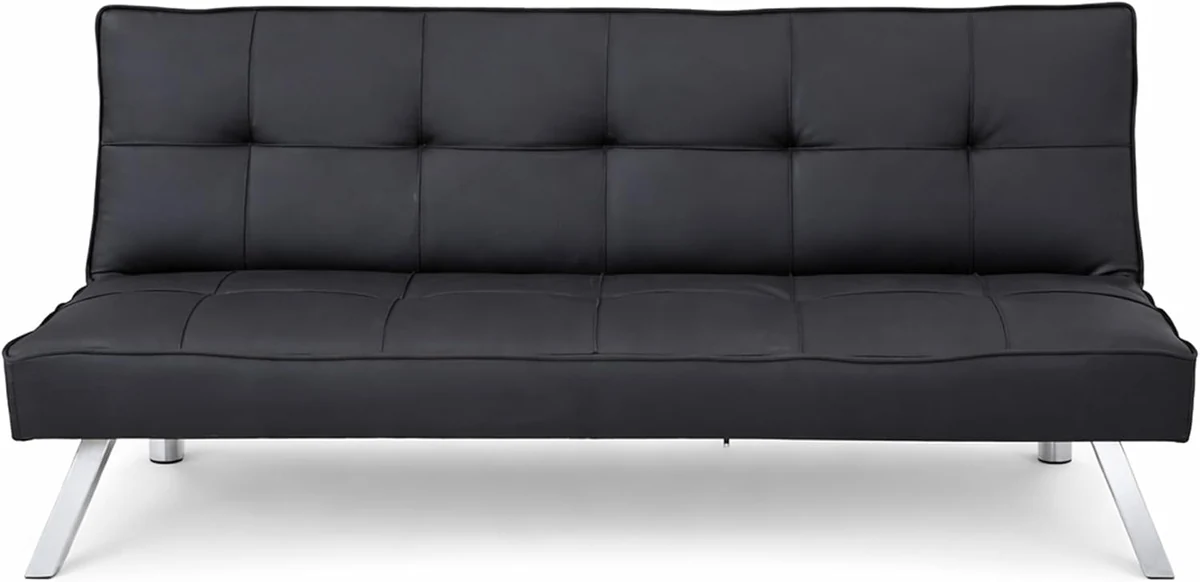 Multi Home Furniture Black Sofa Cum Bed with Steel Legs – Stylish 3-Seater Convertible Sofa for Living Room