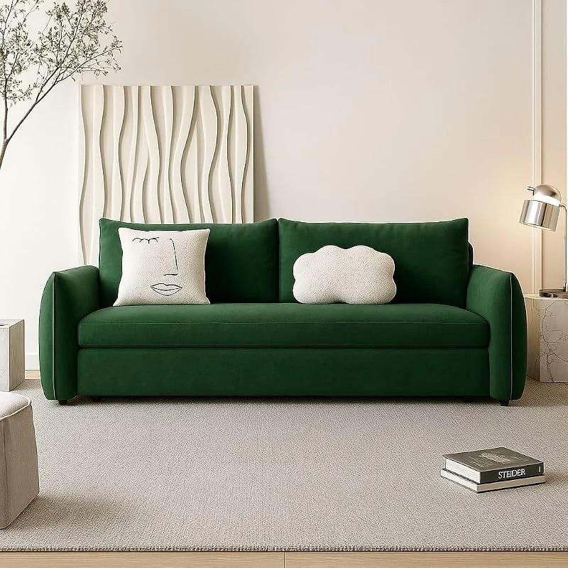 Modern Convertible Sofa Bed: Space-Saving Cream Sleeper Couch for Small Apartments and Contemporary Homes