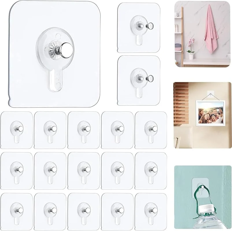 GERRIT 18pcs Waterproof Self Adhesive Picture Hangers - Heavy Duty Wall Hooks for Home & Office