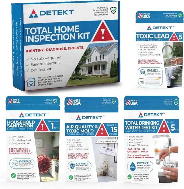 Detekt® Home Inspection Test Kit for Air, Water, Lead, Mold & Bacteria - Comprehensive Home Safety Testing