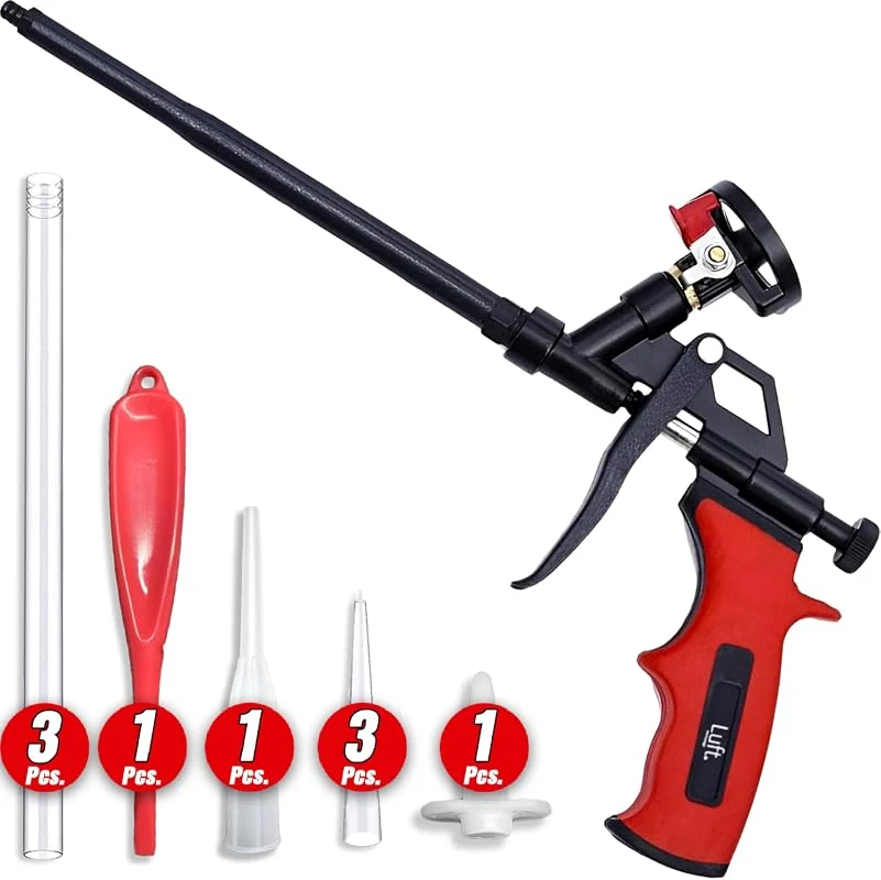 Professional Expanding Foam Spray Gun with 9 Extenders for Insulation Projects