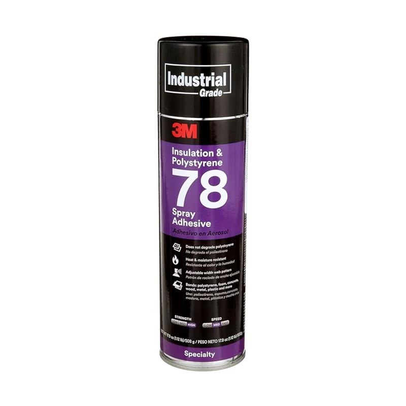 3M Polystyrene Foam Insulation Spray Adhesive 78, Clear, 24 fl oz Can for Strong Bonding