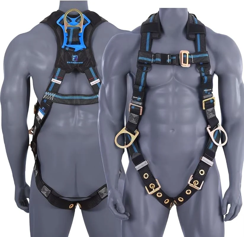 OSHA Compliant Fall Protection Safety Harness Kit for Roofing Work, Includes Adjustable Straps