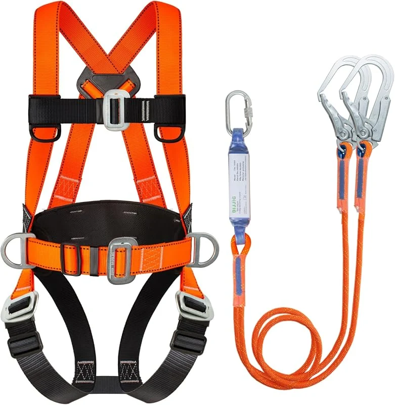 DIJJIG OSHA Compliant Full Body Safety Harness Kit, Ideal for Roofing and Construction Safety