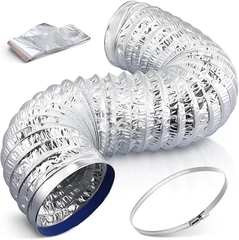 7 Inch Flexible Ducting 5FT, Heavy Duty Aluminum for HVAC, Range Hood & Portable AC