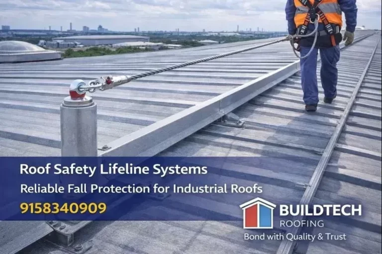 Roof Lifeline Safety System and Anchor Ensuring Worker